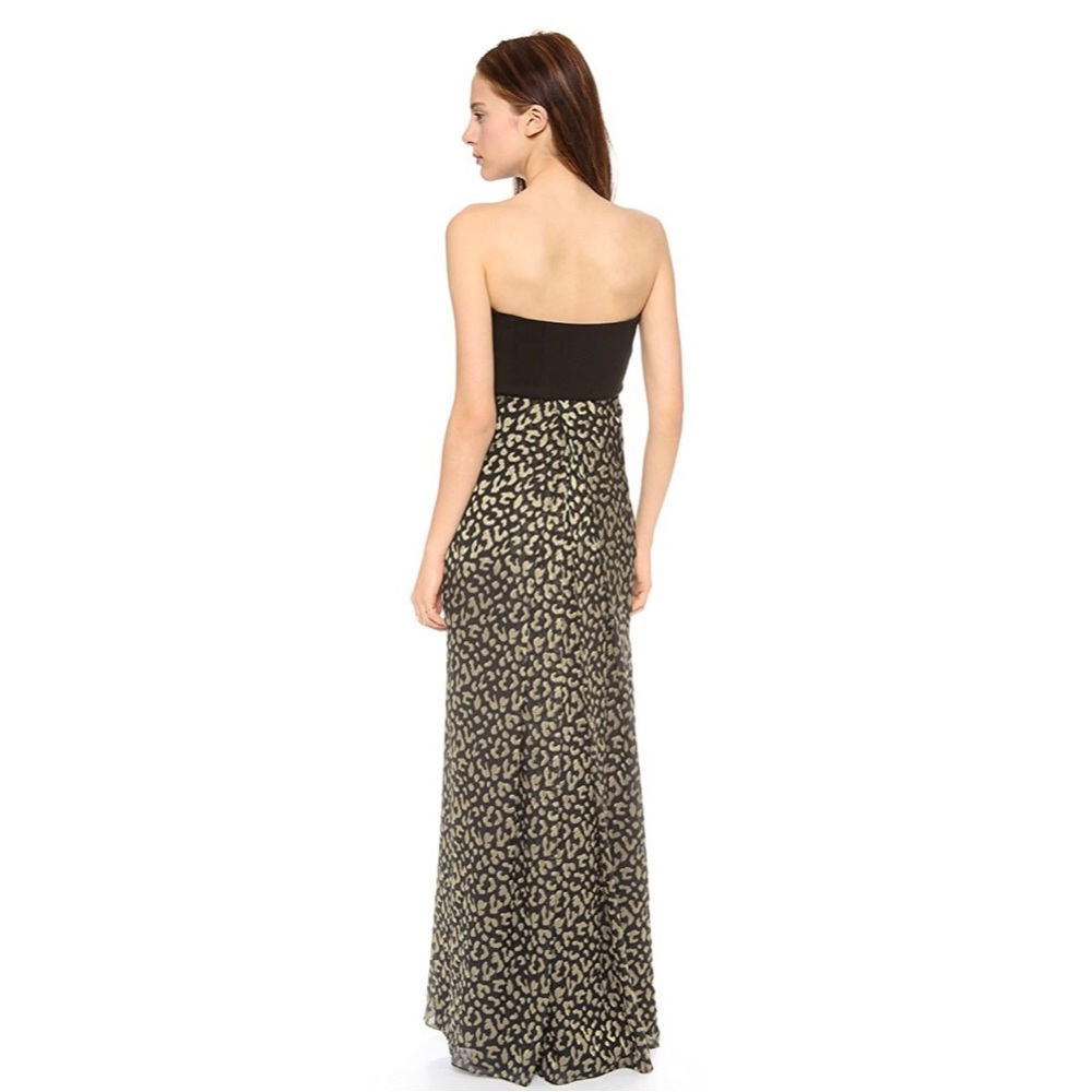 DVF Adriana Strapless Silk Leopard Maxi Dress EUC - Picture 2 of 8